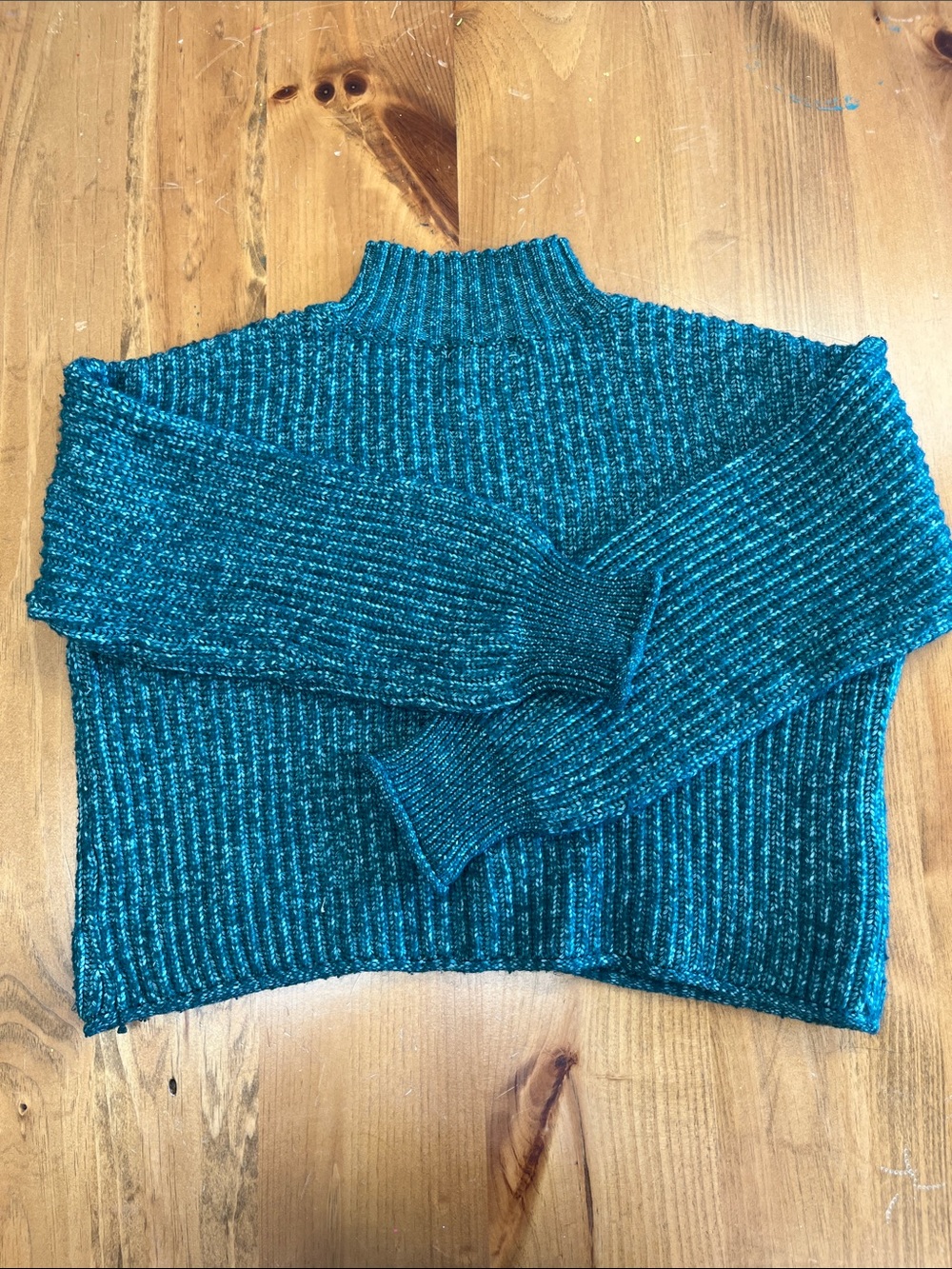 Sonoma Teal Ribbed Turtleneck Sweater